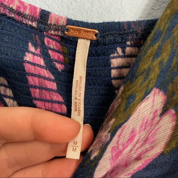 Free People Mirage Floral Hi-Low Flowy Top - Blue/Pink - Picture 9 of 9